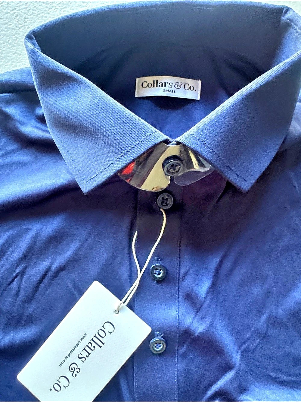 NWT Collars & Co. Semi-Spread Collar Polo. Blue Small